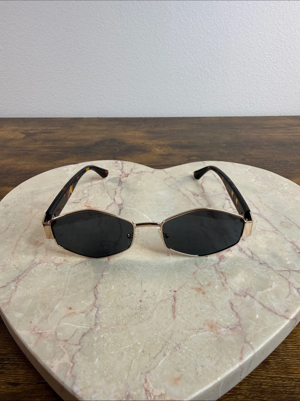 Gold Frame Black Lens Women's Sunglasses